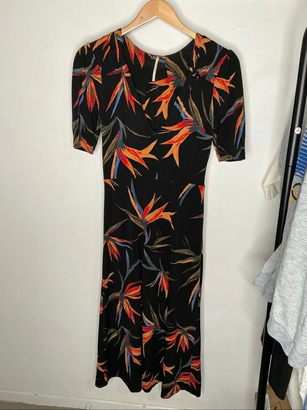 Free People Sarah Birds Of Paradise Midi Dress | Black in XS